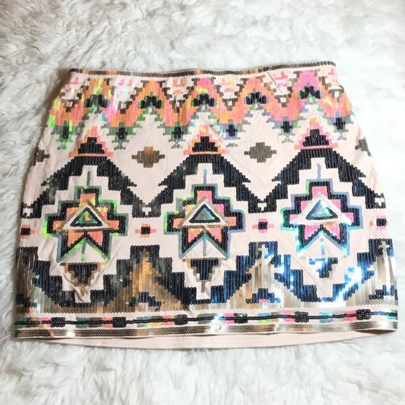 Express Aztec Sequin Skirt - Picture 3 of 3